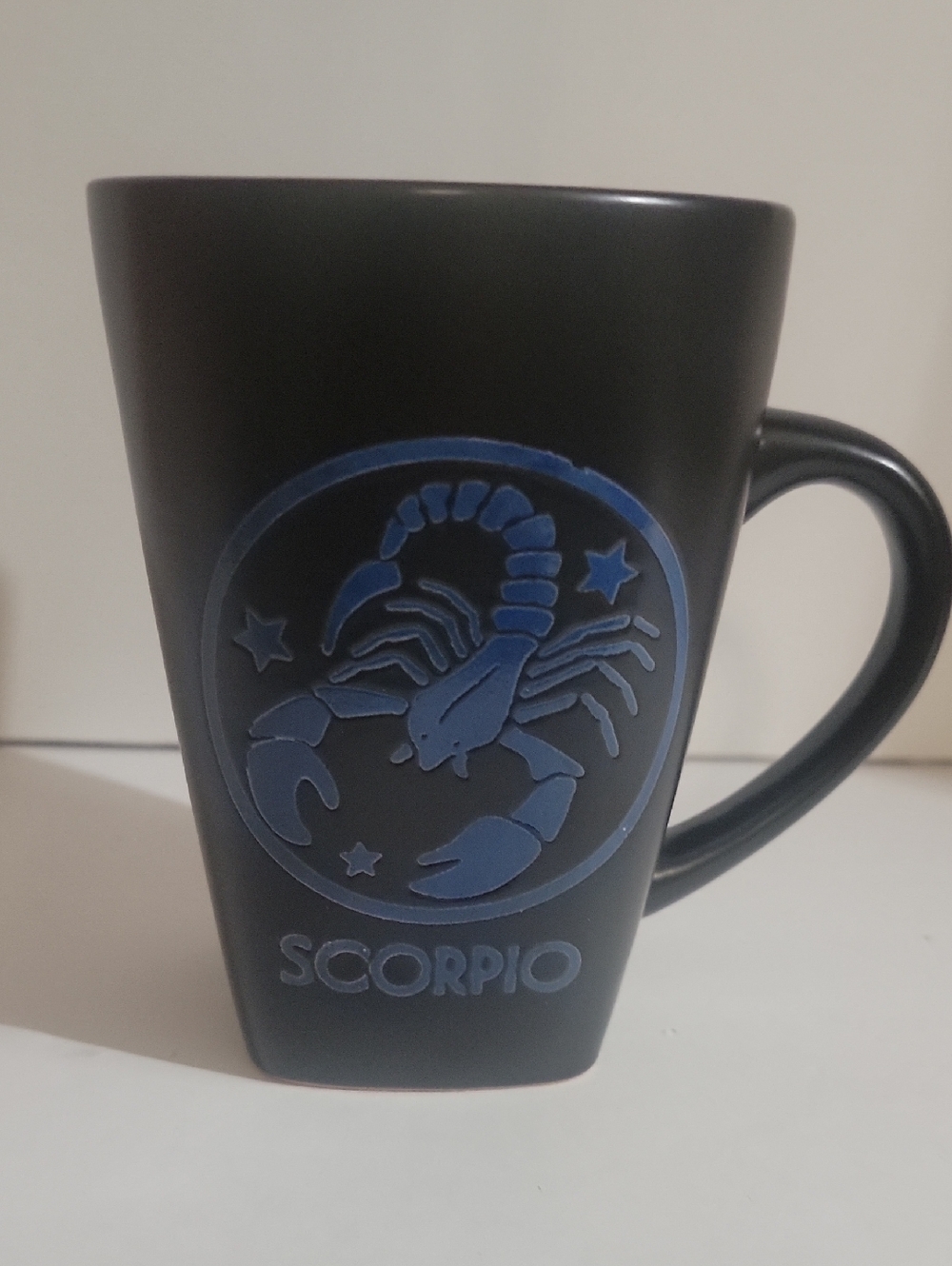Large Scorpio Zodiac Black Mug with Blue Design
